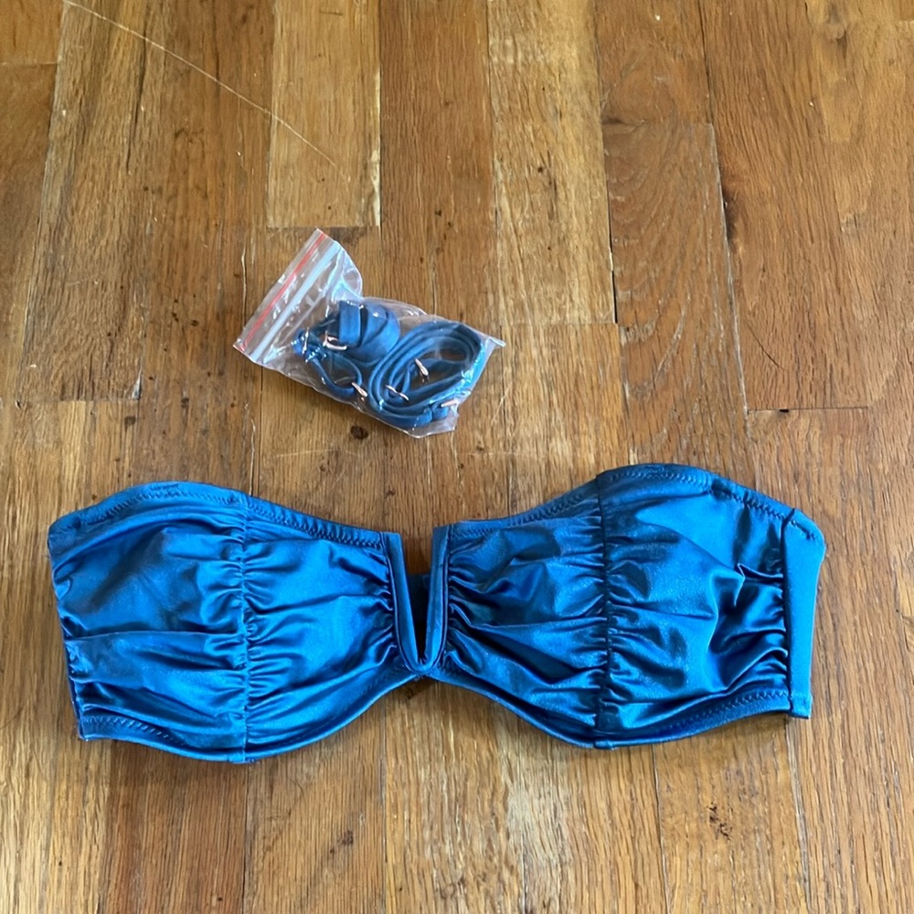 Blue Strapless Bikini Top